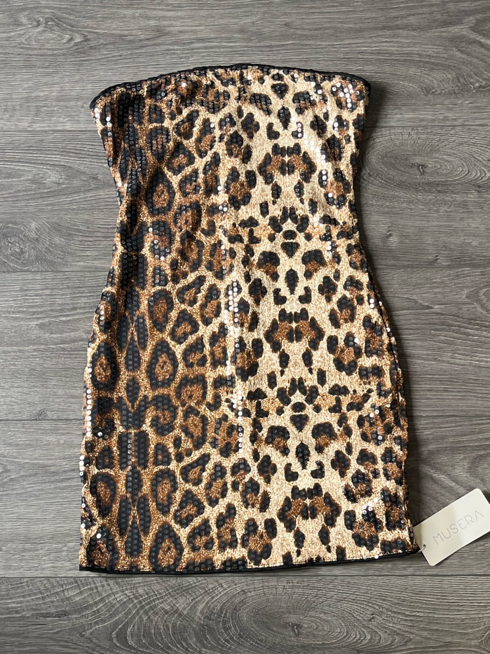 MUSERA Leopard Sequin Mini Dress